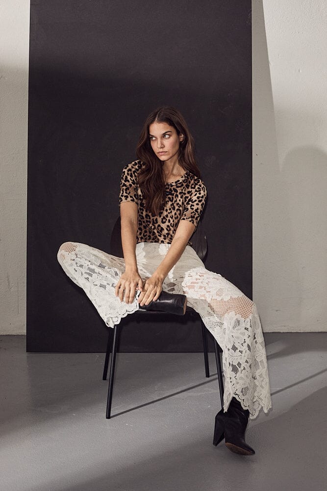 Haute L'Amitié - Curvey Lace Hem Pant HL10214 - Off-White Bukser 