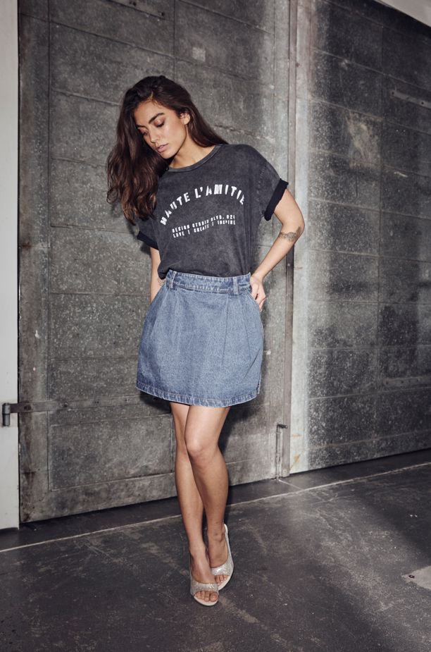 Haute L'Amitié - Denim Pleat Skirt HL10627 - Denim Blue Nederdele 