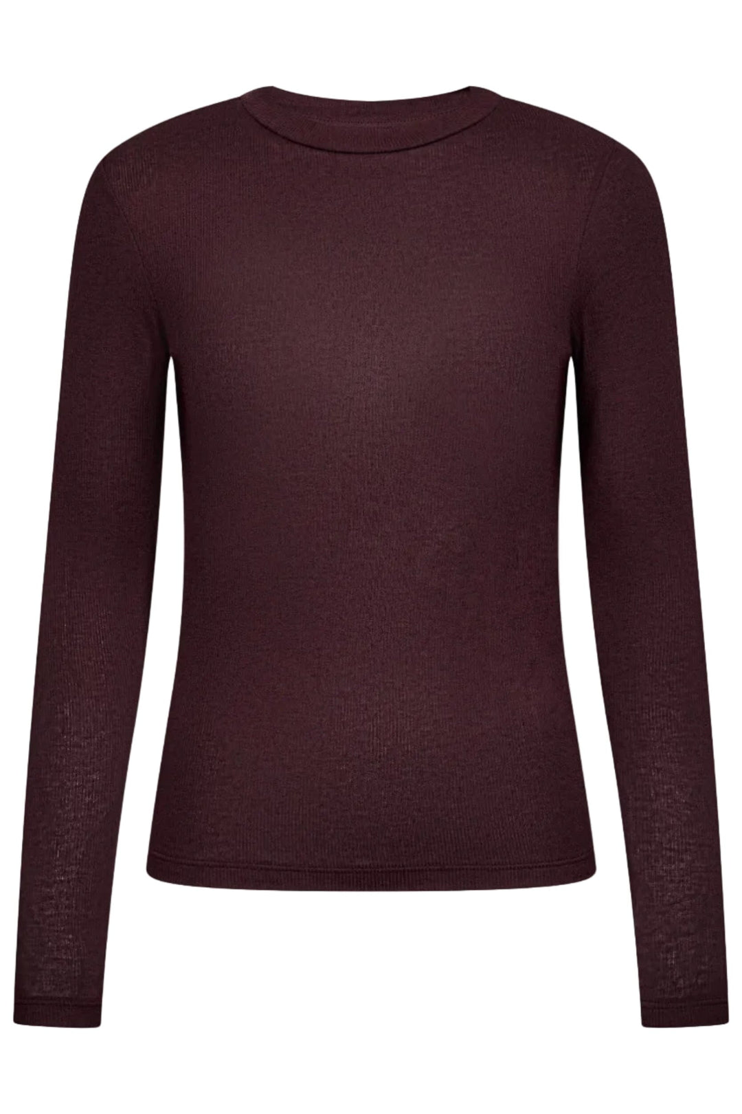 Haute L'Amitié - Fine Wool Ls Rib Tee Hl11256 - Wine Melangé T-shirts 