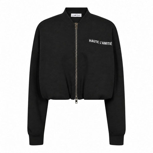 Haute L'Amitié - Maxi Crop Zip Sweat Hl10880 - Black Sweatshirts 