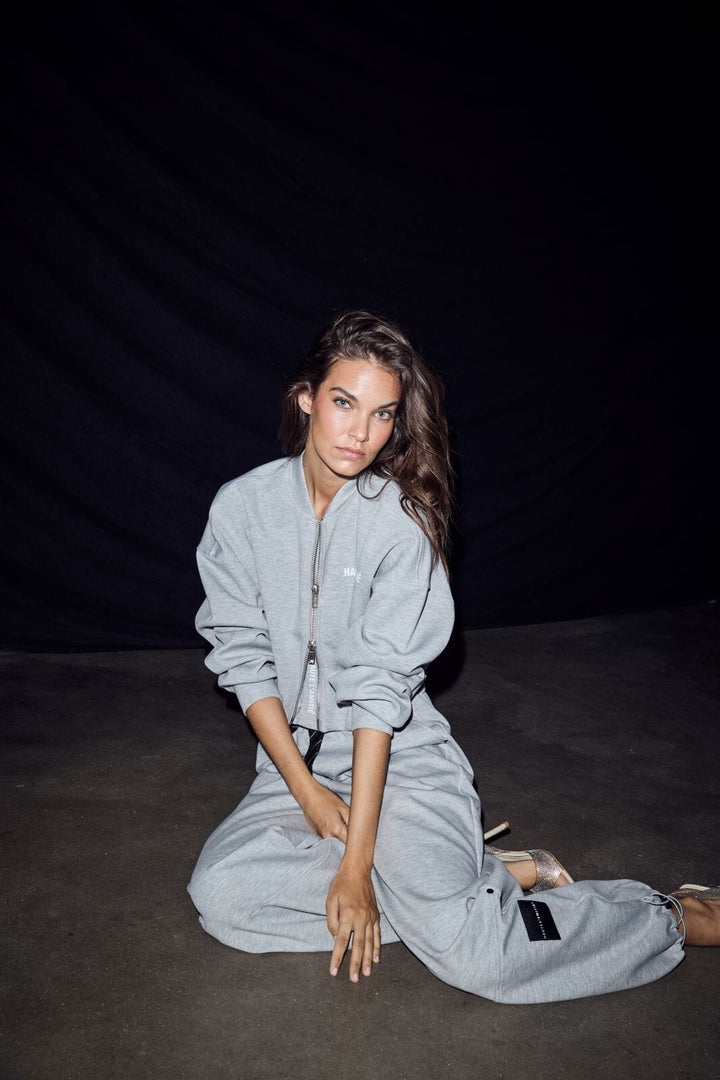 Haute L'Amitié - Maxi Crop Zip Sweat Hl10880 - Grey Melangé Sweatshirts 