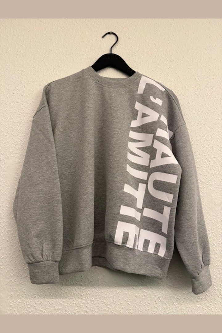 Haute L'Amitié - Maxi Side Print Sweat HL10524 - Grey Melangé