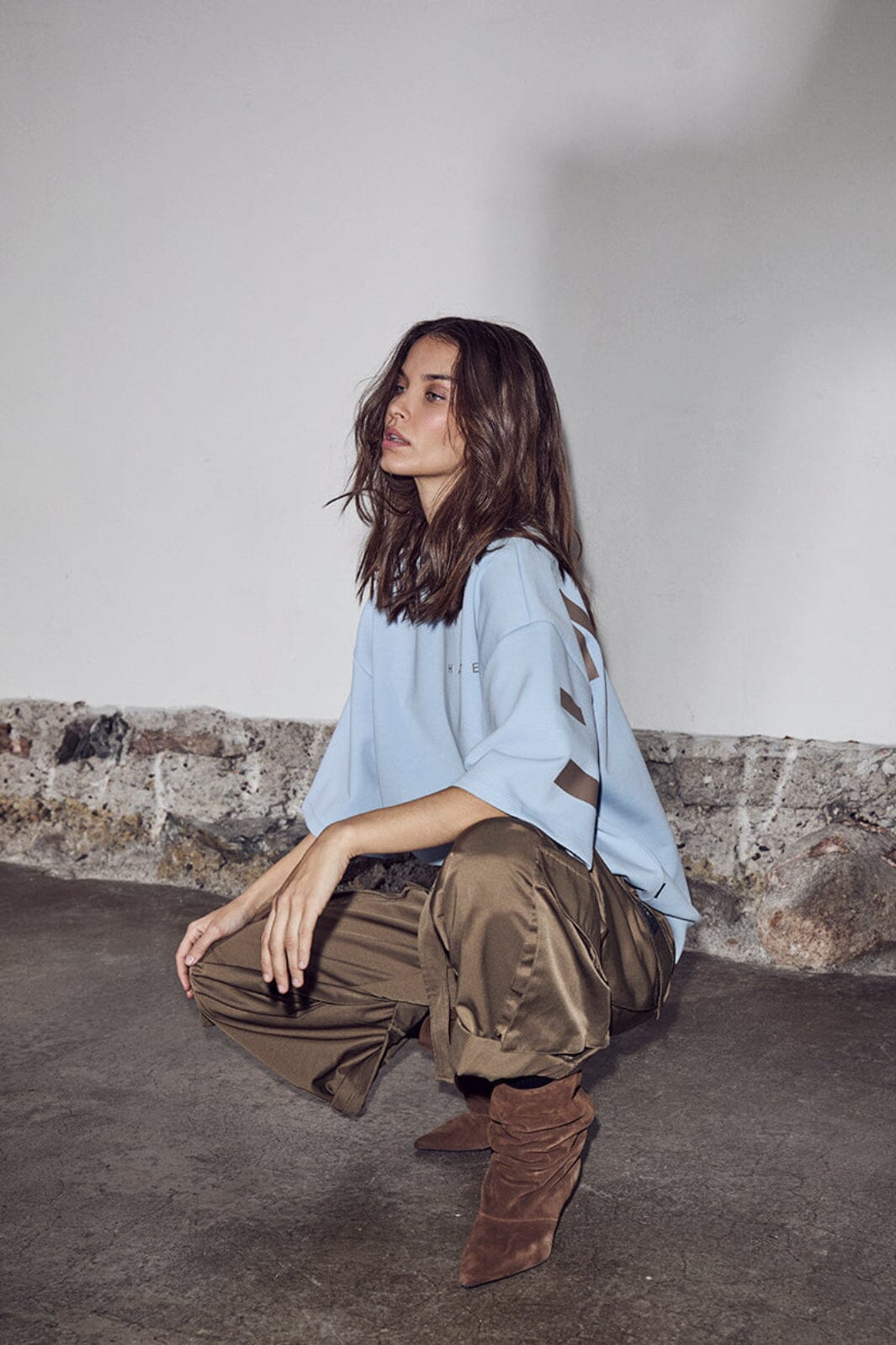 Haute L'Amitié - Maxi Split Ss Logo Sweat HL10461 - Pale Blue Sweatshirts 