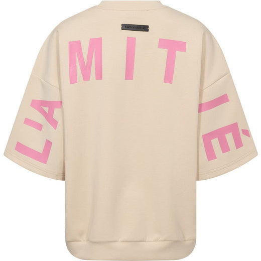 Haute L'Amitié - Maxi Split Ss Logo Sweat HL10461 - Pearl /Pink Sweatshirts 