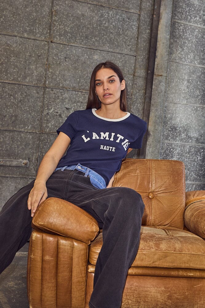 Haute L'Amitié - Neckline Logo Tee HL10006 - Navy/Off-White T-shirts 