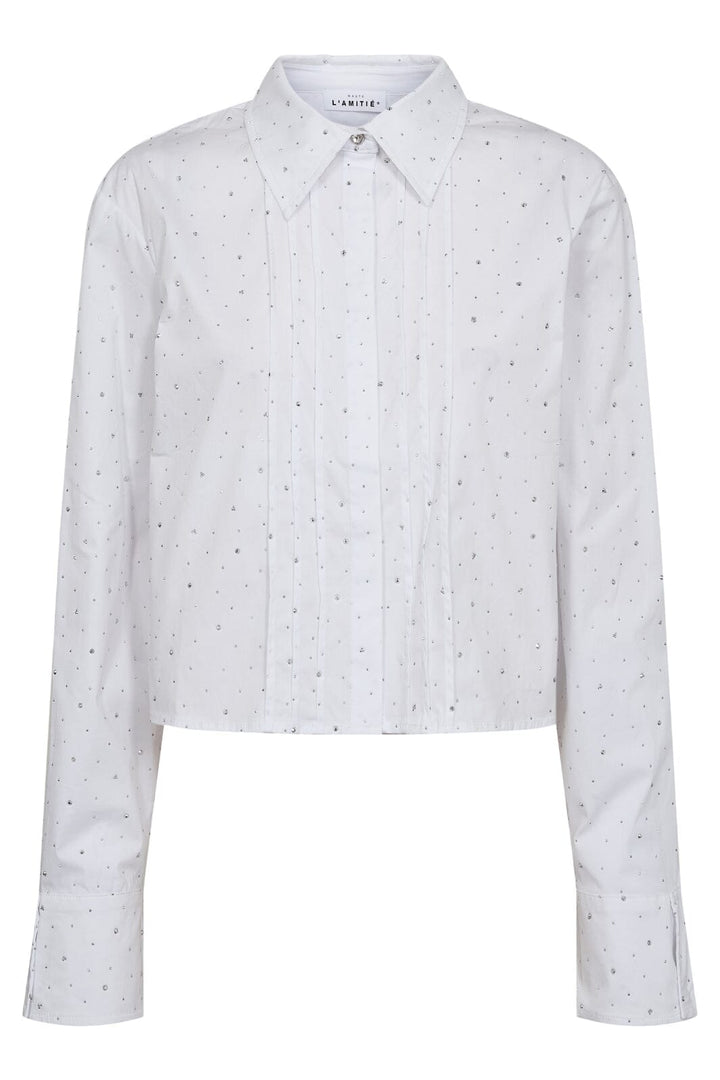 Haute L'Amitié - Rhinestone Crop Shirt HL10404 - White Skjorter 