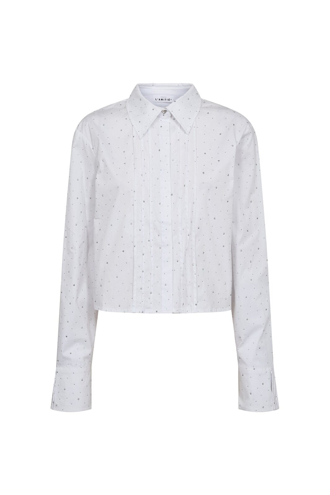 Haute L'Amitié - Rhinestone Crop Shirt HL10404 - White
