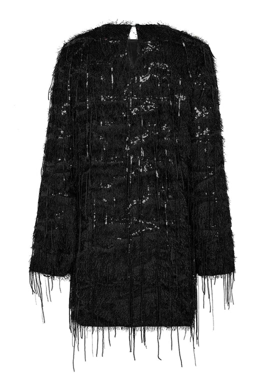 Haute L'Amitié - Sequin Fringe Midi Dress Hl10998 - Black Kjoler 
