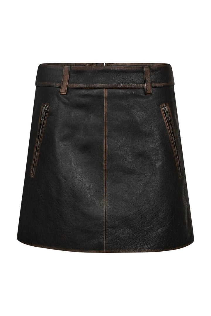 Haute L'Amitié - Used Leather Crop Skirt HL10362 - Mocca