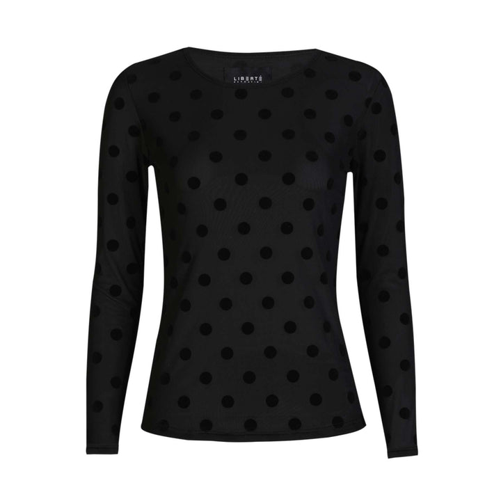 Liberte - Mesh Ls Tshirt, Flock 22081 - Black Big Dot