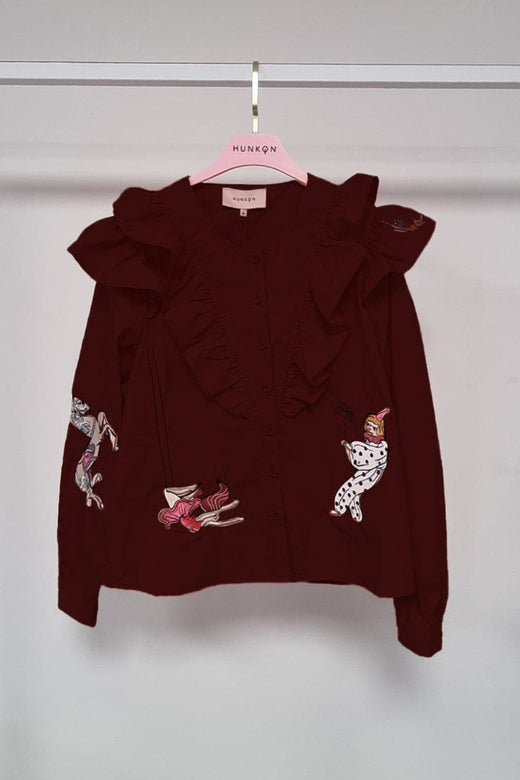 Hunkøn - Nola Ruffle Shirt 26516 - Oxblood Skjorter 