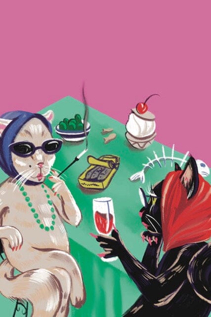 Hunkøn - Thit Dress 26712 - Cocktails With Cats Art Print Kjoler 