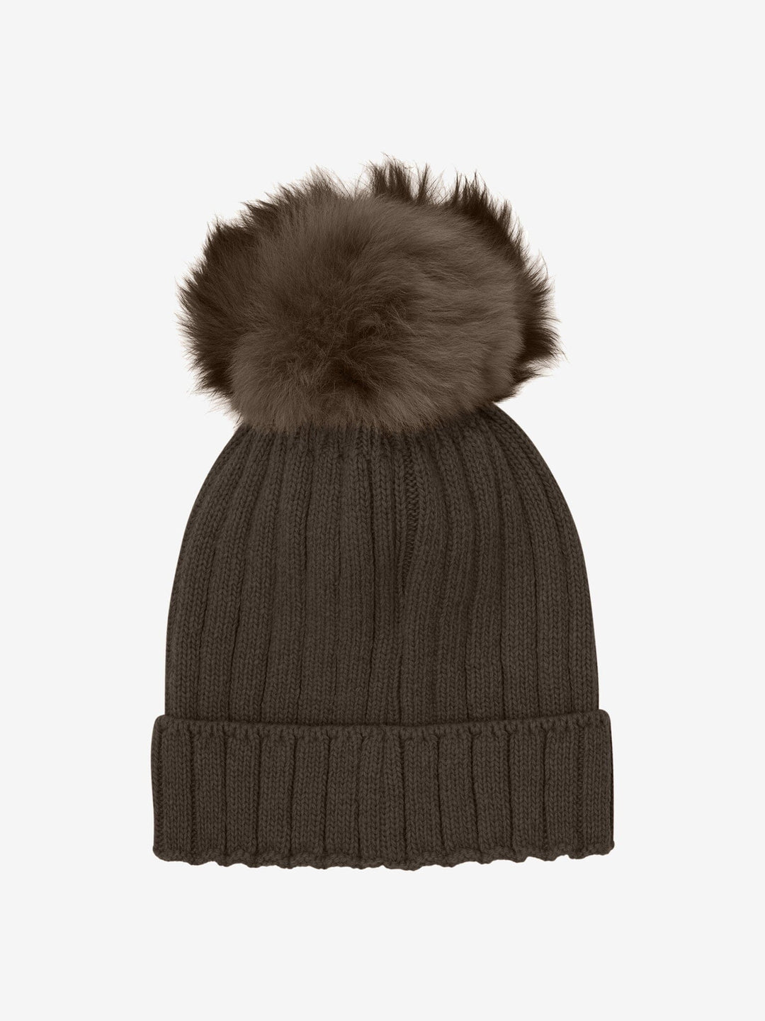 Huttelihut - Hat Knit Alpaca Pompom 460397 - 2503 Dark Brown Melange Huer 