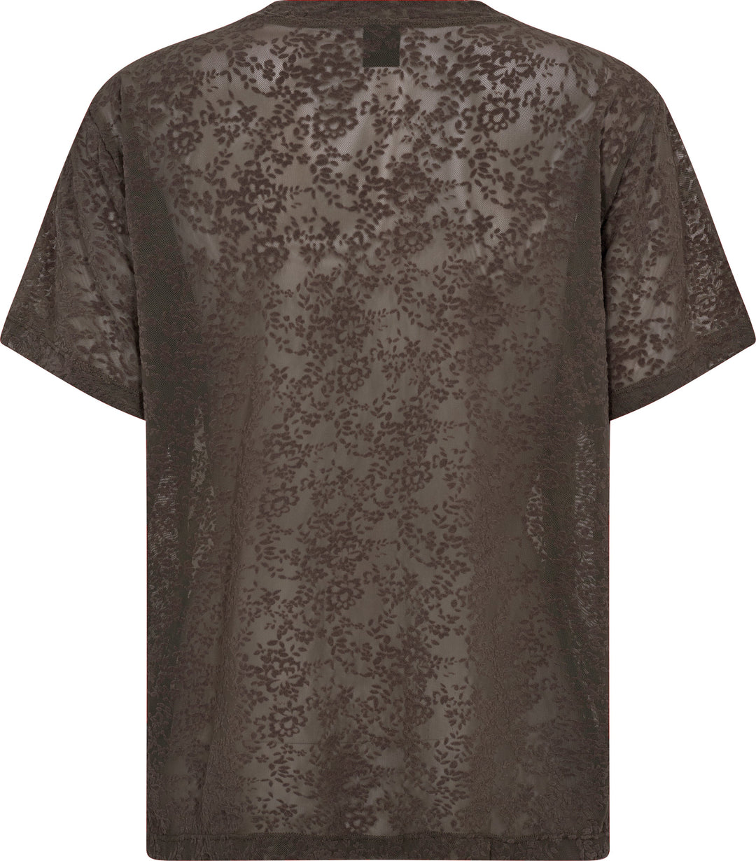 Hype The Detail - Lace Tee Oversiz 852-25 - 2 - Brun T-shirts 