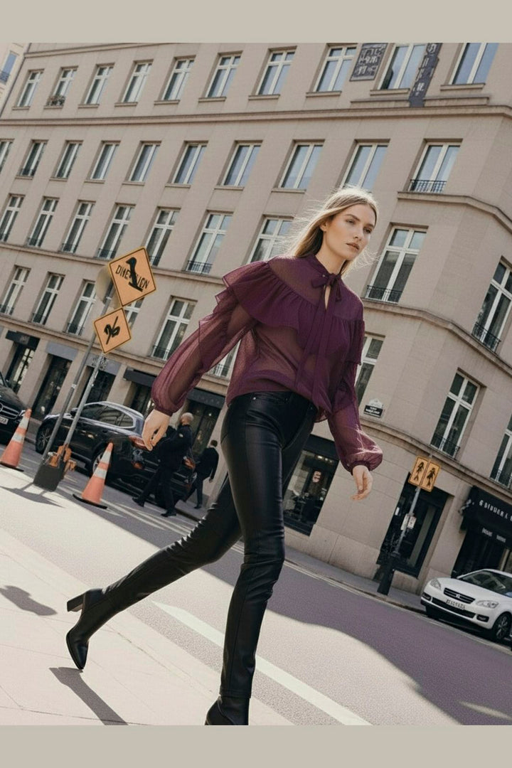 Hypedrop - Hdmelisa Ruffle Ls Blouse 32000021 - 5082000 - Potent Purple