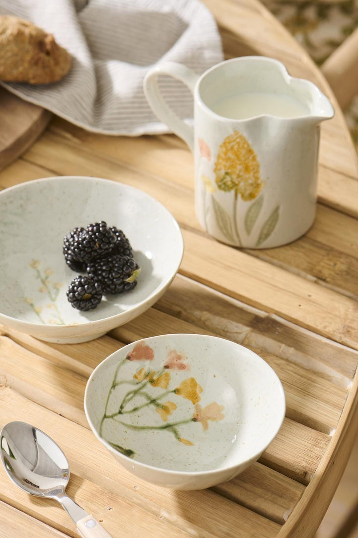 Ib Laursen - Kande m/tud blomster udvendig - Stentøj - 24032-00