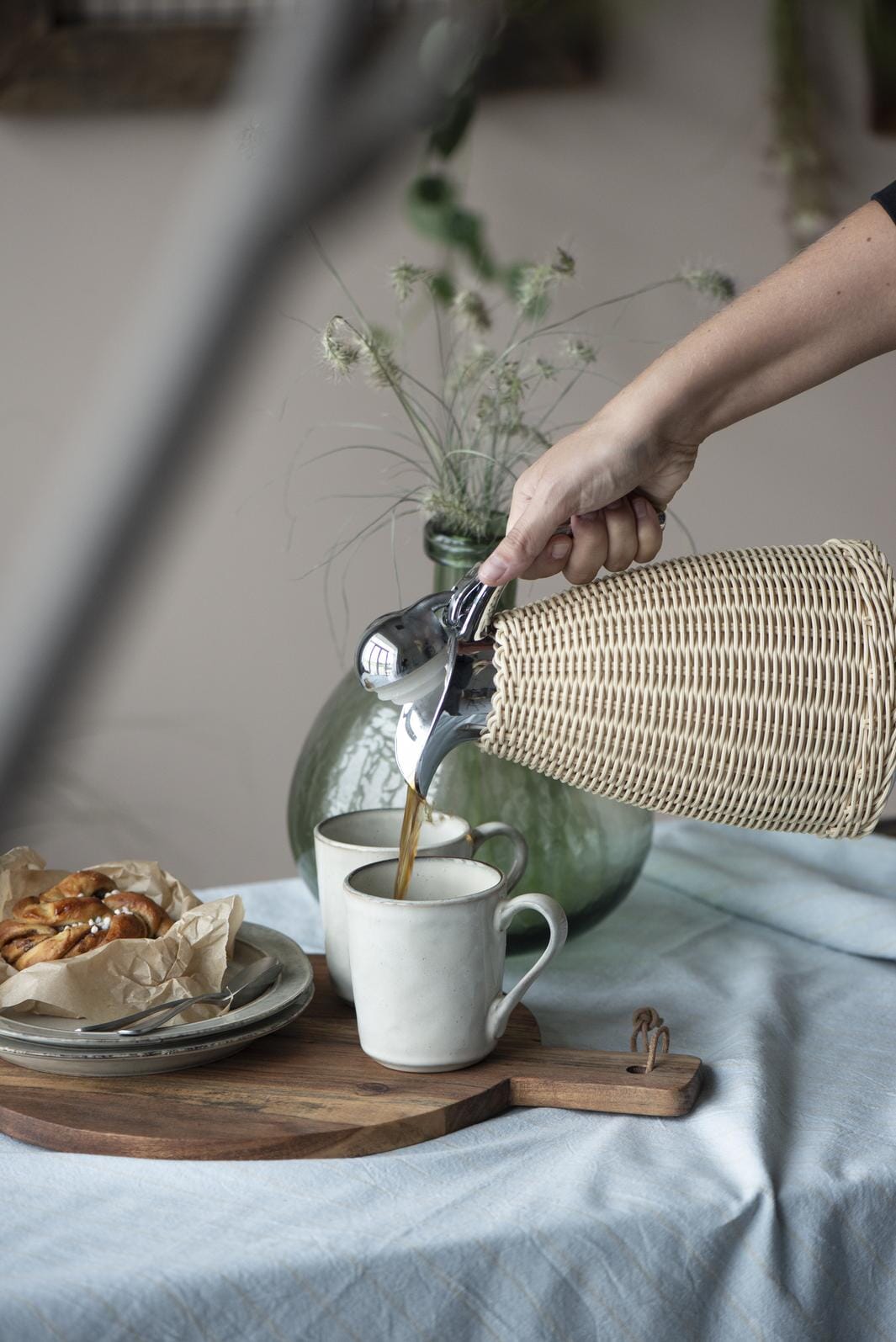 Ib Laursen - Termokande natur polyrattan håndflettet 1,5 ltr - Polyrattan, Rustfrit stål, Plastik - 1619-30