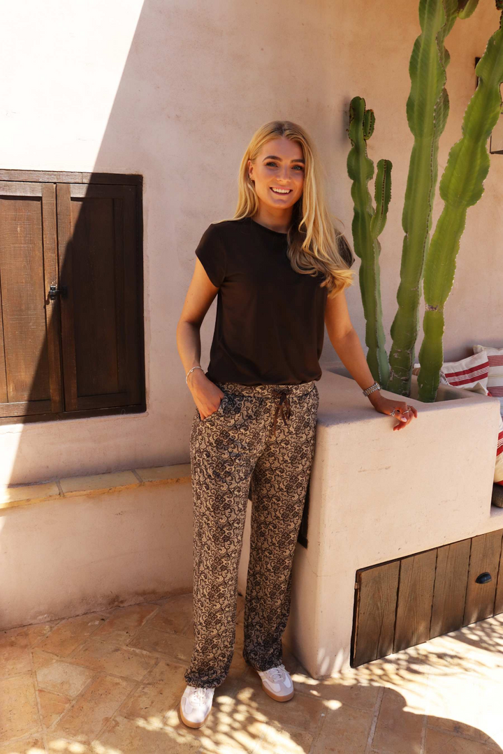 Liberte - Alma-Wide-Pants 9564 - Mocca Brown Lace