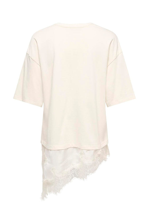 JDY - Jdyalma 2/4 Lace Detail T-Shirt - 5123527 Egret