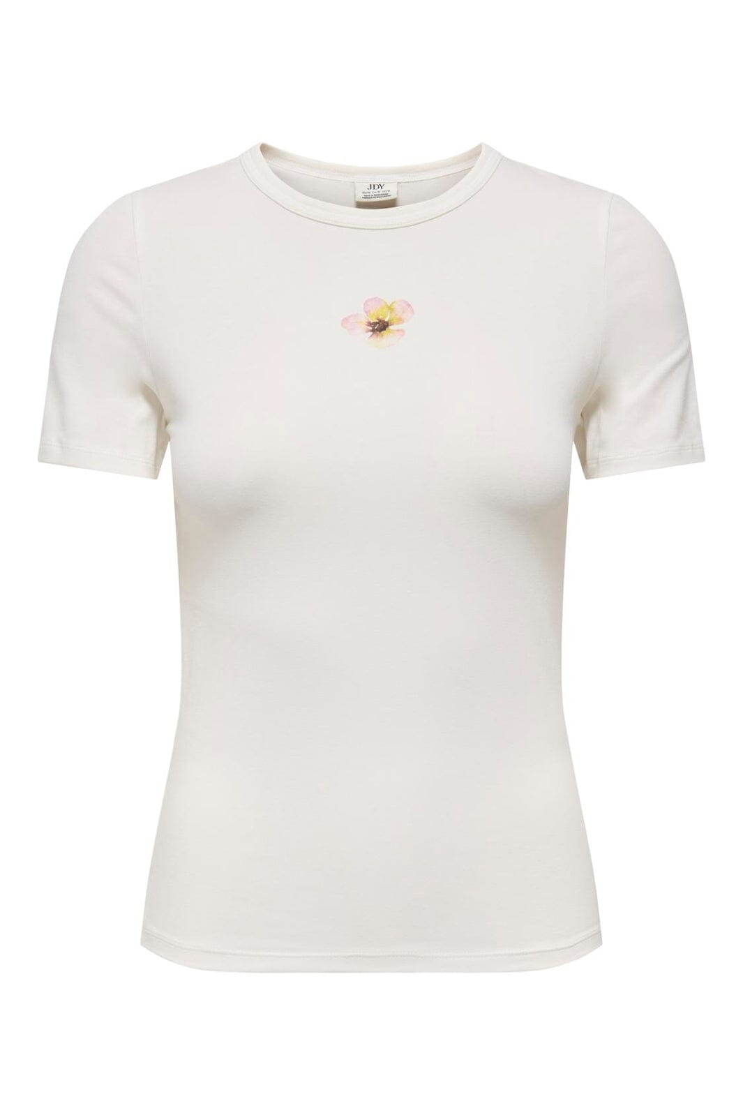 JDY - Jdyava Lucky S/S O-Neck Top - 5059472 Cloud Dancer Small Hibiscus Flower