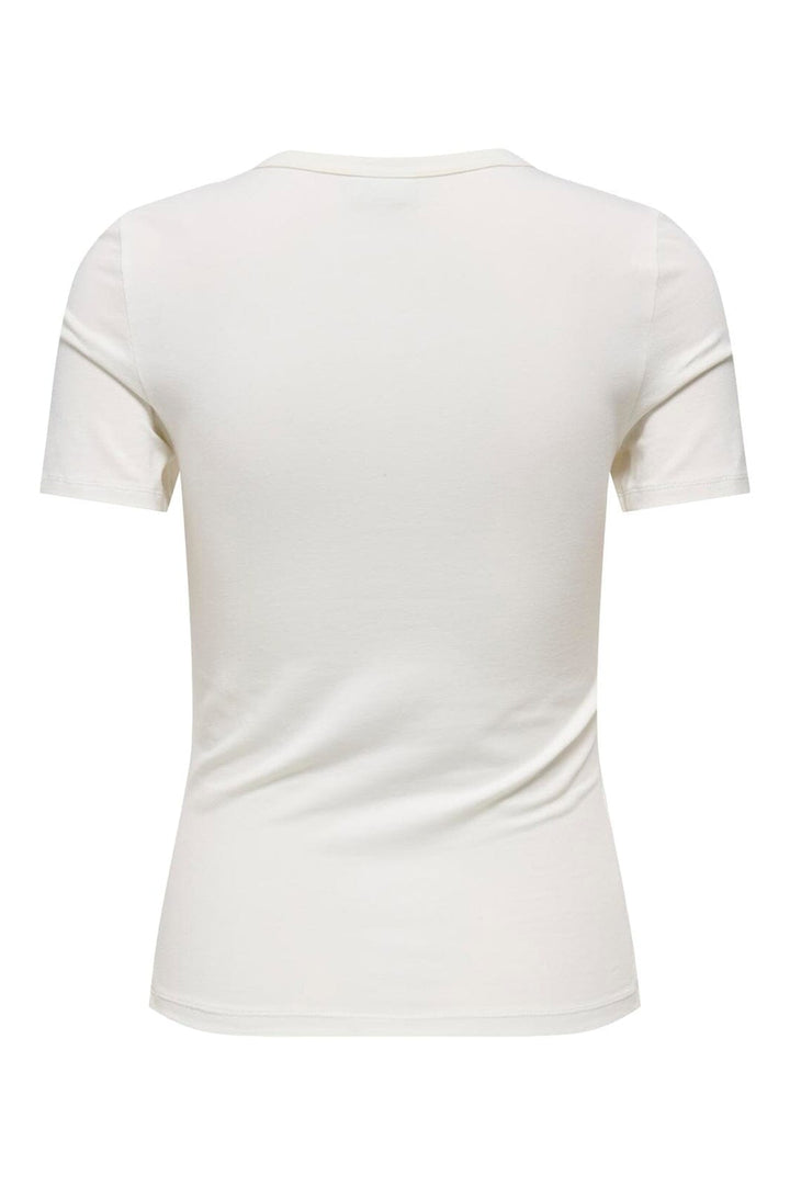 JDY - Jdyava Lucky S/S O-Neck Top - 5059472 Cloud Dancer Small Hibiscus Flower