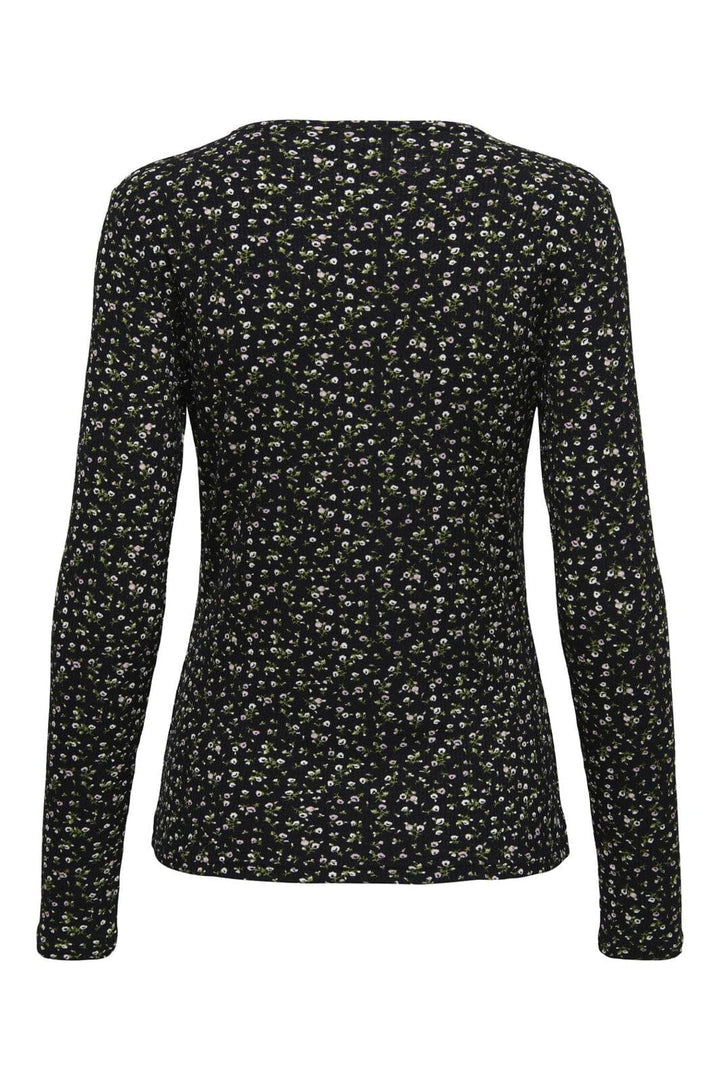 JDY - Jdybowie Life L/S O Neck Top - 4903905 Black Ditzy Flowers