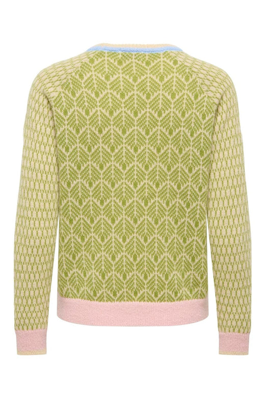 JDY - Jdybryn Life L/S Oneck Jacq Pullover Knt - 5049952 Crème Brûlée W. Woodbine/ Peachskin/ Open Air Jacq.