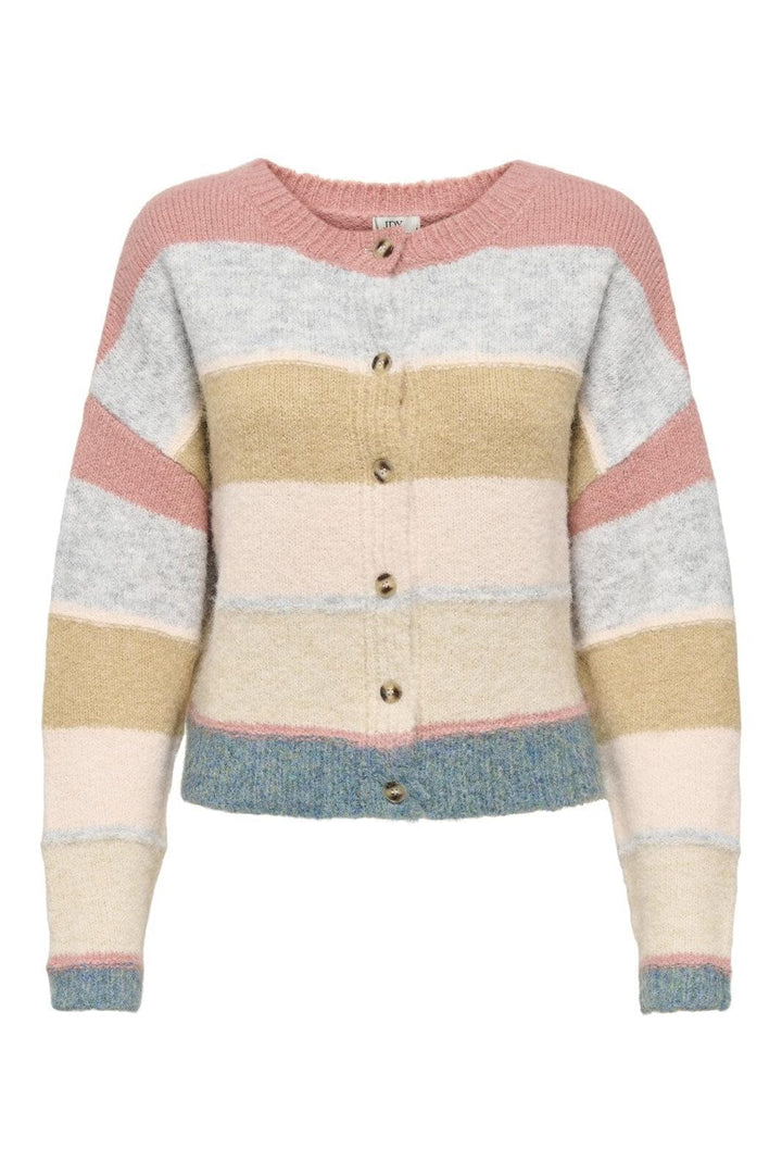 JDY - Jdycassidy Life L/S O-Neck Cardigan Knt - 4927650 Desert Sand W. Lgm/Peach Blush/Humus/Whitecap Gray/Wineward Blue