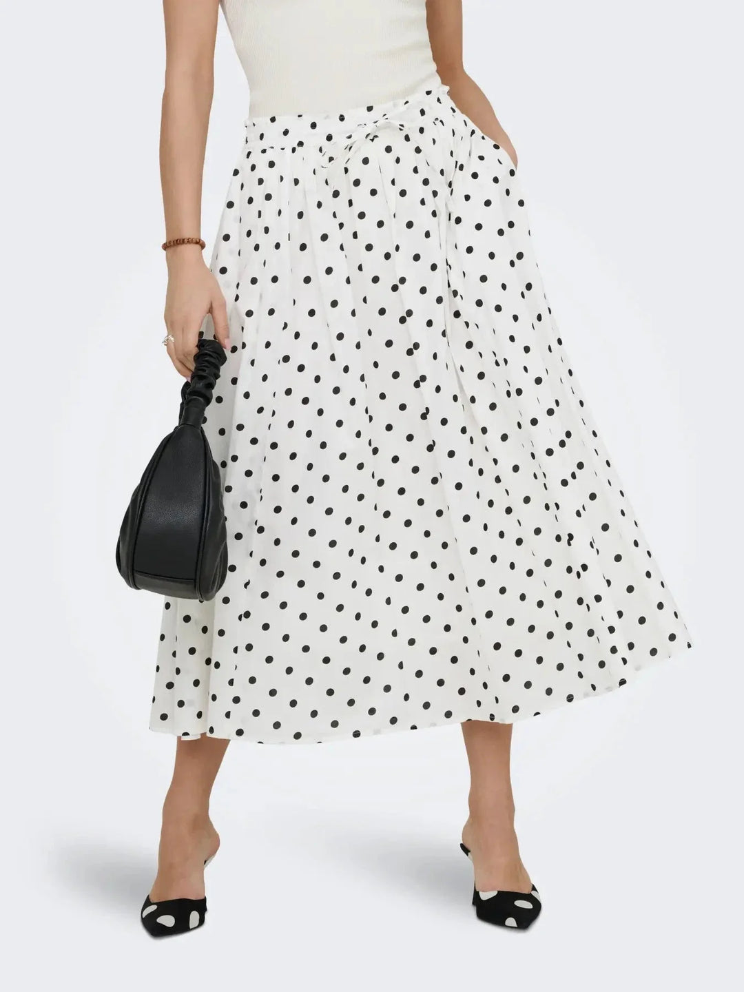 JDY - Jdydiego Maxi Skirt - 5040496 Cloud Dancer Black Dot Nederdele 
