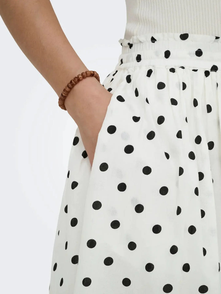 JDY - Jdydiego Maxi Skirt - 5040496 Cloud Dancer Black Dot Nederdele 