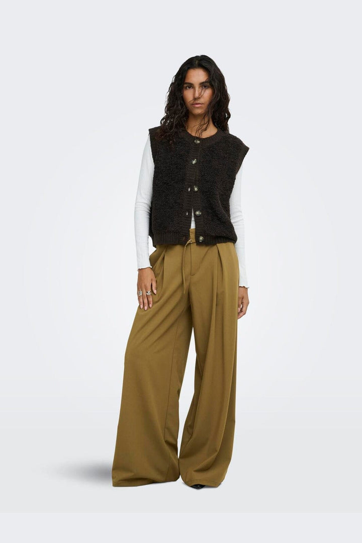 JDY - Jdyeira Life S/L On Button Vest Knt - 5105887 Chocolate Torte