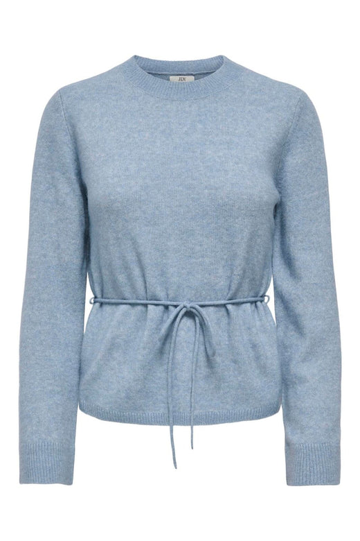 JDY - Jdyelsa Life L/S On Tie Waist Pullov Knt - 5043367 Windward Blue W. White Melange
