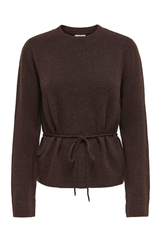 JDY - Jdyelsa Life L/S On Tie Waist Pullov Knt - 5104895 Coffee Bean Melange