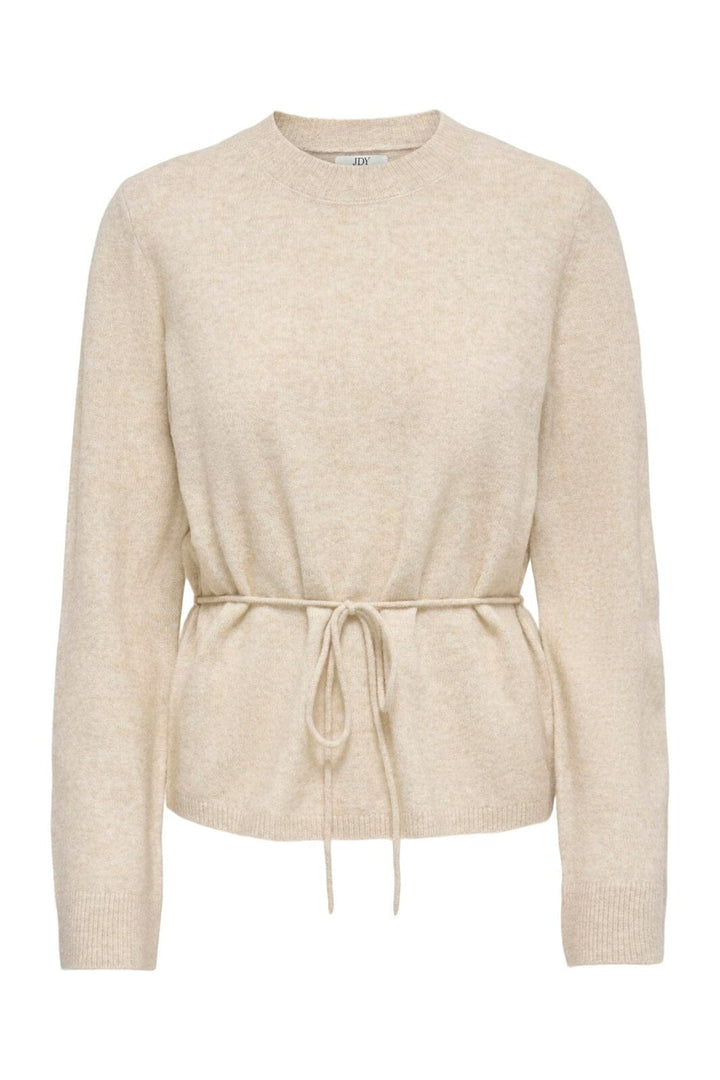 JDY - Jdyelsa Life L/S On Tie Waist Pullov Knt - 5104896 Oatmeal W. White Melange