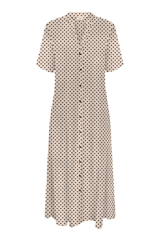 JDY - Jdyeverly S/S Midi Dress - 4997890 Tapioca Black Dots