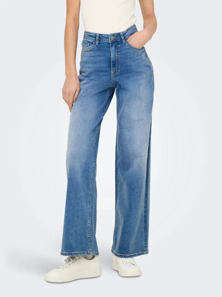 JDY - Jdyfelina-Fina Wide Med Blue - 4735461 Medium Blue Denim Jeans 