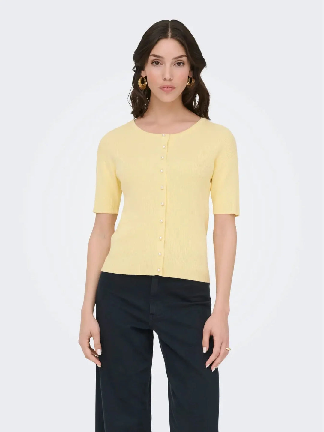 JDY - Jdygaby 2/4 O-Neck Pearl Cardigan Knt - 4968489 Double Cream Cardigans 