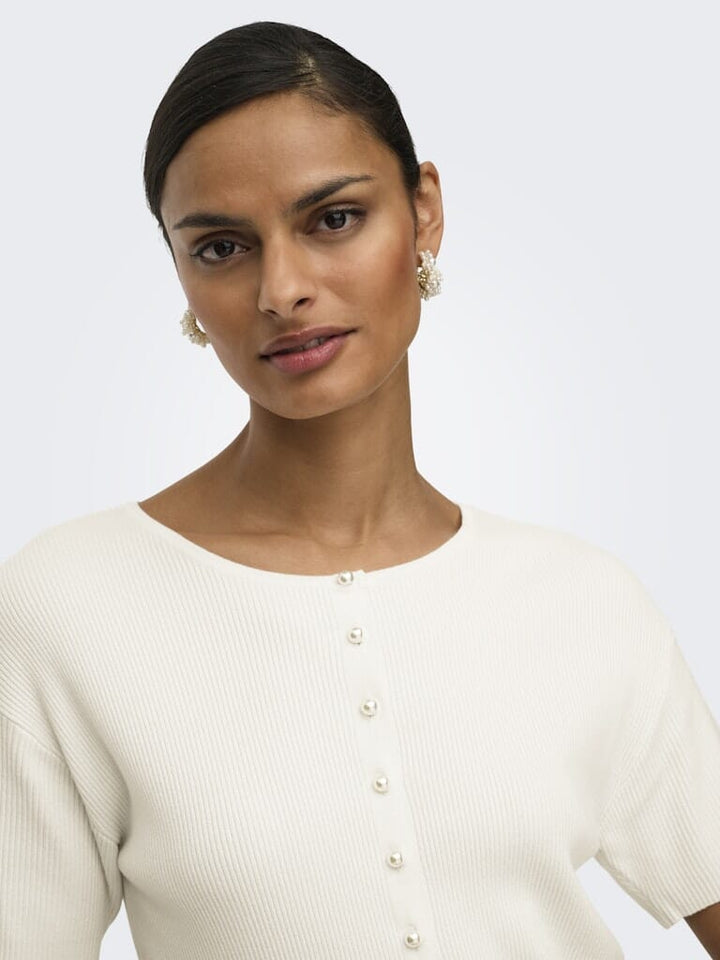 JDY - Jdygaby 2/4 O-Neck Pearl Cardigan Knt - 5049117 Cloud Dancer Cardigans 