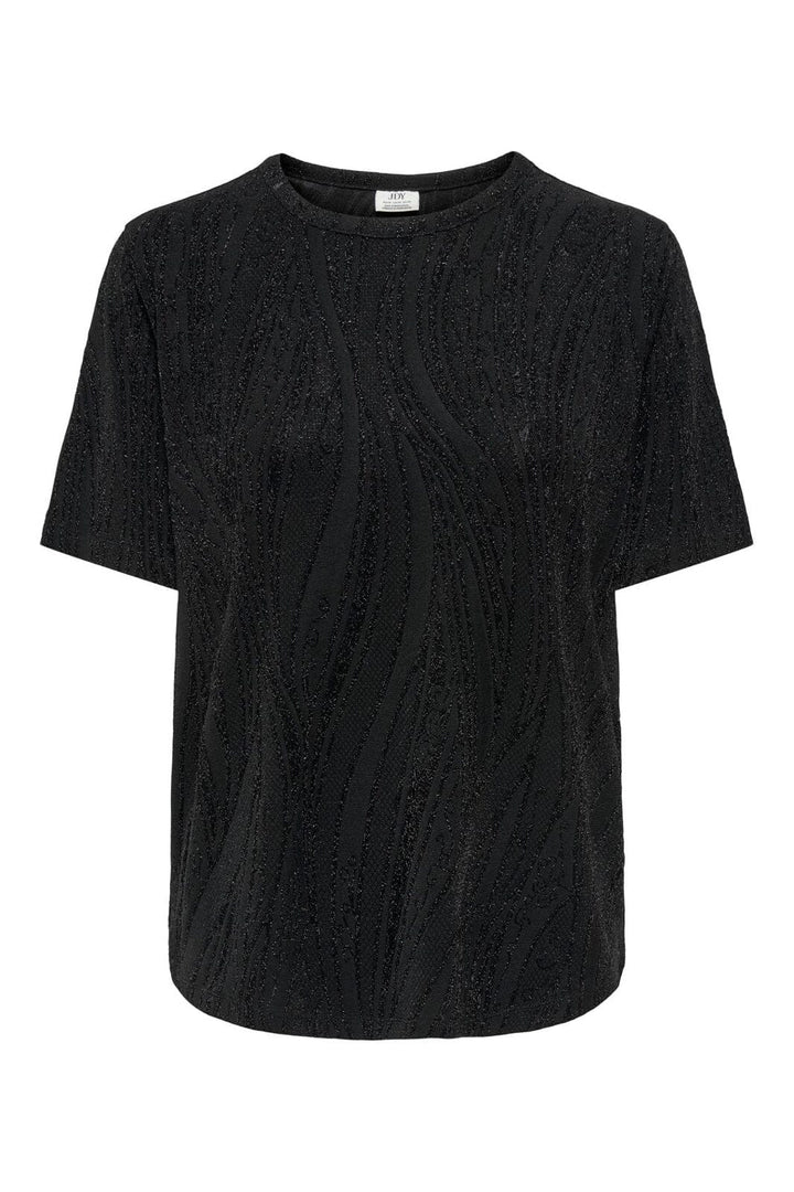 JDY - Jdykiwi S/S O Neck Top - 5173953 Black Silver Glitter