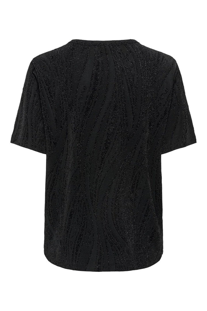 JDY - Jdykiwi S/S O Neck Top - 5173953 Black Silver Glitter
