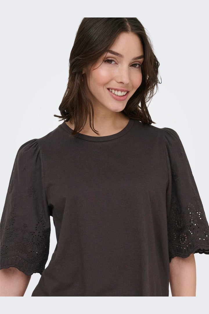 JDY - Jdylair Life S/S New Mix Top - 5047453 Chocolate Torte