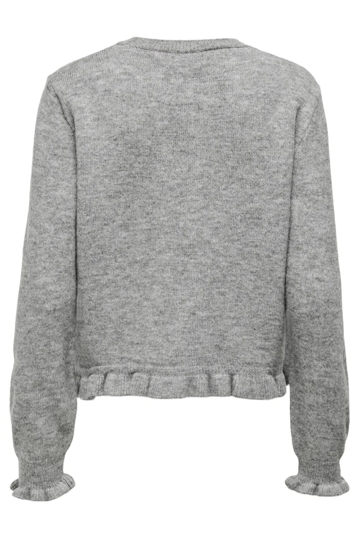 JDY - Jdyletty L/S O-Neck Frill Cardigan Knt - 4906642 Light Grey Melange