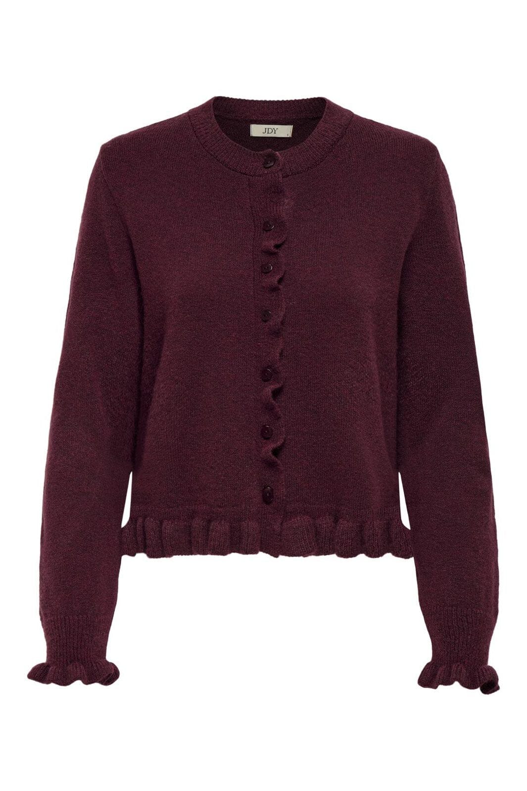 JDY - Jdyletty L/S On Frill Cardigan Knt - 4919270 Maroon Banner Melange