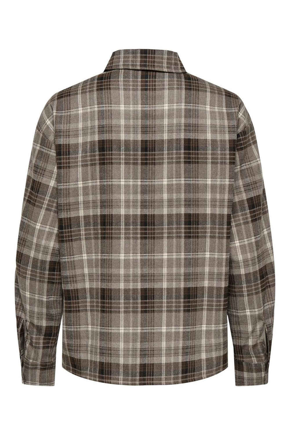 JDY - Jdymaddie L/S Loose Check Shirt - 4887555 Sandshell Grey & Brown