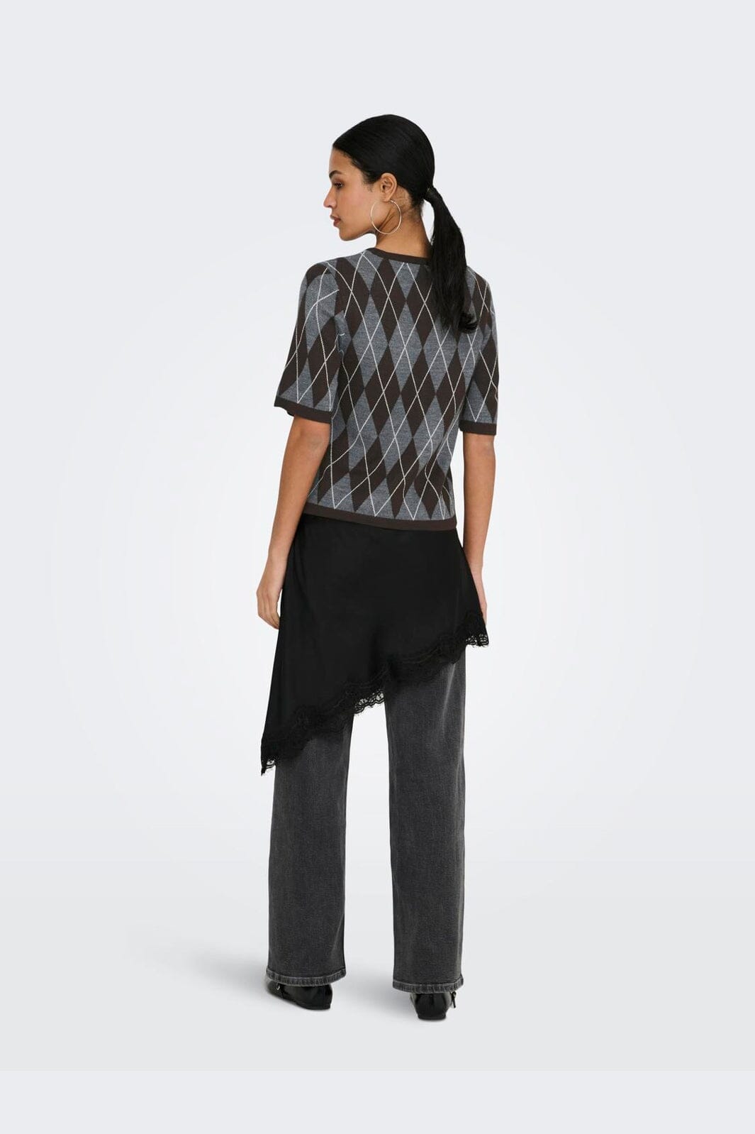 JDY - Jdymaggy S/S Argyle Pullover Knt - 5102815 Dark Grey Melange Chocolate Torte & Cd