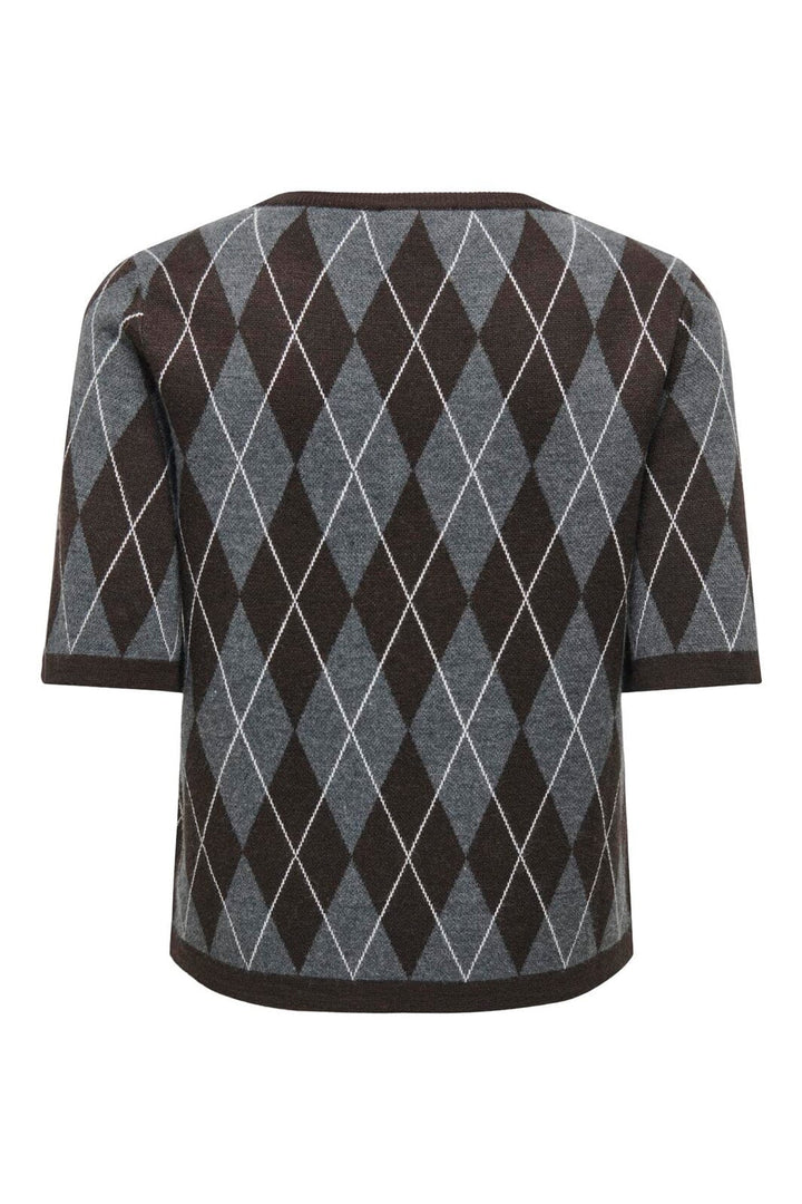 JDY - Jdymaggy S/S Argyle Pullover Knt - 5102815 Dark Grey Melange Chocolate Torte & Cd