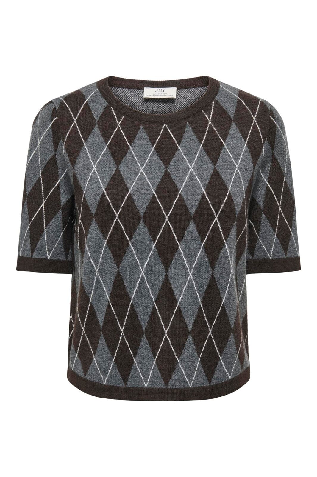 JDY - Jdymaggy S/S Argyle Pullover Knt - 5102815 Dark Grey Melange Chocolate Torte & Cd