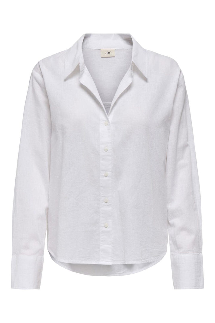 JDY - Jdymila L/S Loose Linen Shirt - 4744312 Cloud Dancer