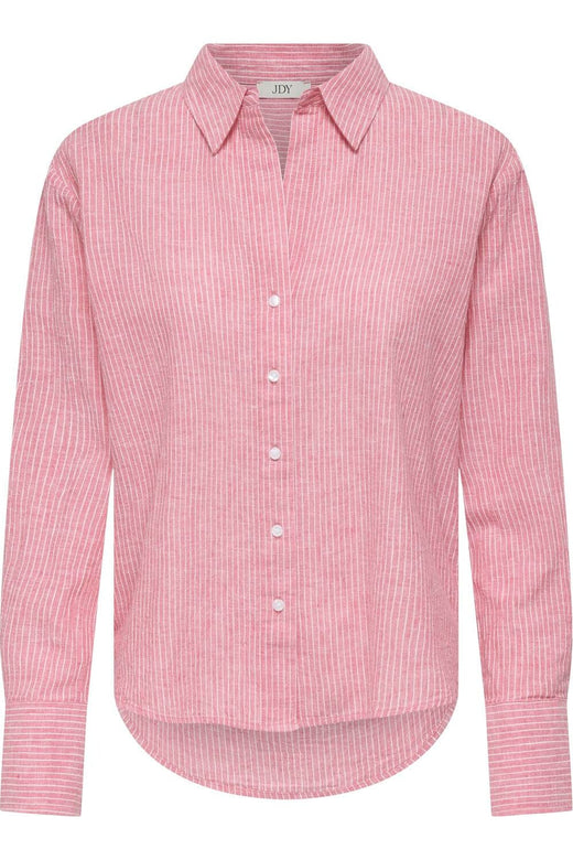 JDY - Jdymila L/S Loose Linen Shirt Dia - 4968390 Calypso Coral Cloud Dancer Skjorter 