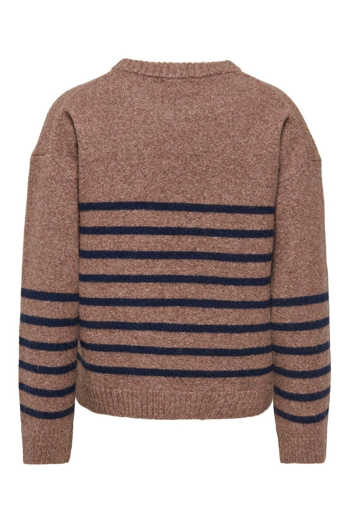 JDY - Jdyneel L/S O-Neck Stripe Pullover Knt - 5121138 Bison Black Iris Thin Stripes